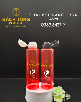Chai PET Dáng Tròn - 200ml - Màu Đỏ
