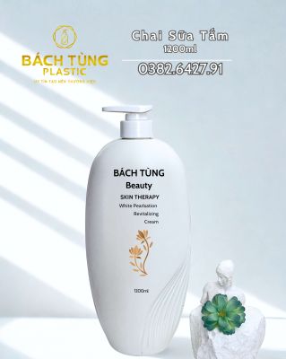 CHAI HDPE DÁNG BẦU 1200ML, MÀU TRẮNG ĐỤC