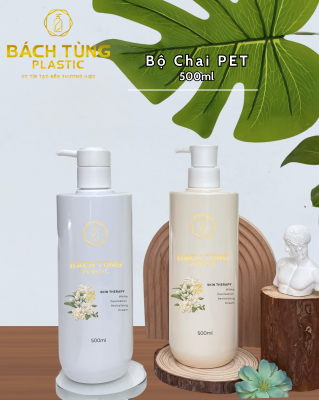 Chai PET 500ml – Dáng Tròn | Màu Be Mới & Màu Trắng