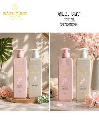 CHAI HDPE DÁNG VUÔNG CAO 800ML – FI33 | HỒNG | BE