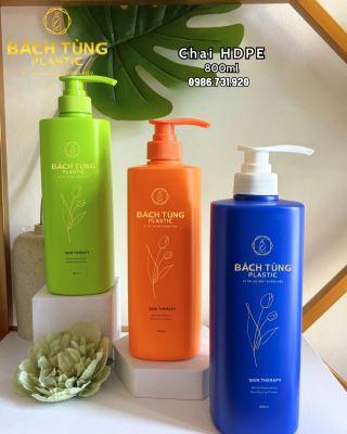 CHAI HDPE 800ML – DÁNG VUÔNG DÀI – MÀU XANH &CAM & XANH DƯƠNG ĐẬM