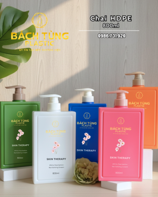 CHAI NHỰA 800ML DÁNG VUÔNG – CHẠY MÀU THEO YÊU CẦU