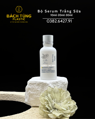 BỘ CHAI SERUM TRẮNG SỮA – NẮP VẶN BẠC ÁNH KIM