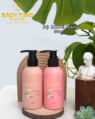  CHAI HDPE 150ML Dáng Tròn Màu Hồng Đậm / Hồng Nhạt