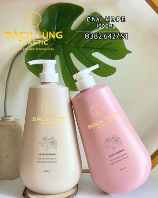 CHAI HDPE DÁNG BẦU 1000ML – MÀU BE & HỒNG