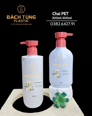 CHAI PET DÁNG TRỤ & DÁNG BẦU 300ML – 500ML, MÀU TRẮNG ĐỤC, KẾT HỢP VÒI NHẤN HỒNG