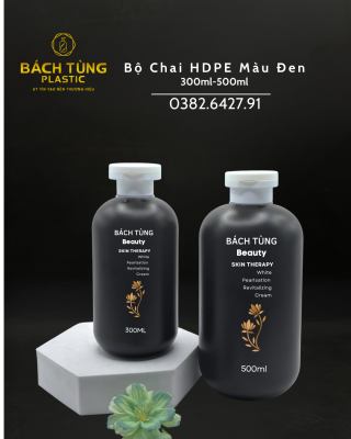 BỘ CHAI HDPE MÀU ĐEN 300ML – 500ML | CỔ FI28