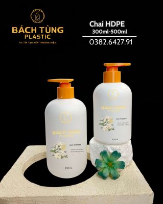 CHAI PET TRẮNG 300ML & 500ML – DÁNG TRÒN, KẾT HỢP VÒI NHẤN LÁ MÀU VÀNG CHANH
