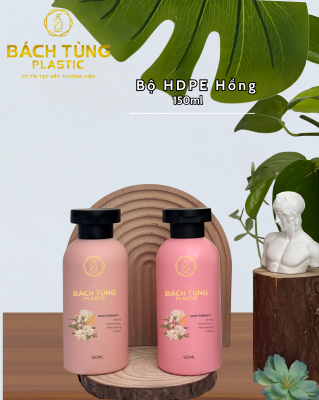  CHAI HDPE 150ML Dáng Tròn Màu Hồng Đậm / Hồng Nhạt