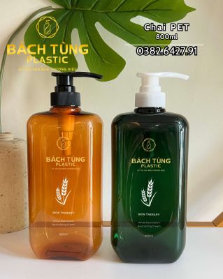 CHAI PET DÁNG VUÔNG 800ML – MÀU XANH & NÂU