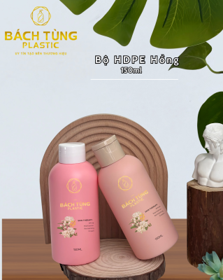  CHAI HDPE 150ML Dáng Tròn Màu Hồng Đậm / Hồng Nhạt