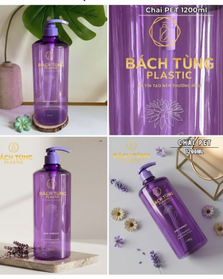 CHAI PET CỔ BẦU 1200ML – MÀU TÍM – NẮP ĐỒNG BỘ FI33
