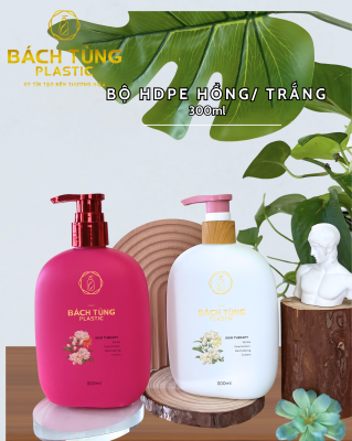 CHAI HDPE DÁNG BẦU 300ML – HỒNG ĐẬM & TRẮNG