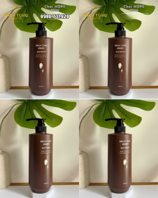 CHAI HDPE DÁNG BẦU 800ML – MÀU NÂU – CỔ FI33