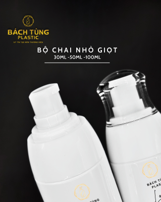 Bộ Chai Nhỏ Giọt 30ml - 50ml - 100ml Thân Trắng Sứ Nắp Trong