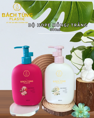  CHAI HDPE DÁNG BẦU 300ML – HỒNG ĐẬM & TRẮNG