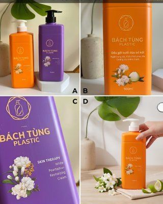 CHAI HDPE DÁNG VUÔNG 950ML – MÀU CAM & MÀU TÍM – KẾT HỢP NẮP NHẤN/NẮP BẬT FI28