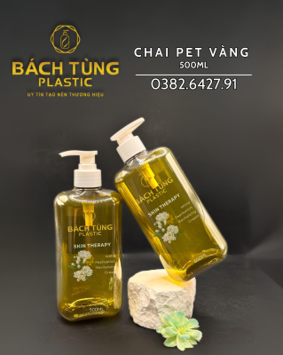 Chai PET Dáng Bầu Màu Vàng Nâu Hổ Phách 500ml