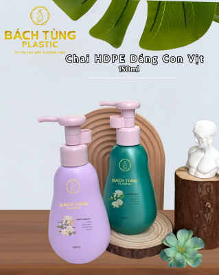 CHAI NHỰA DÁNG CON VỊT 150ML – MÀU XANH & TÍM