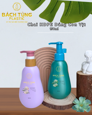 CHAI NHỰA DÁNG CON VỊT 150ML – MÀU XANH & TÍM