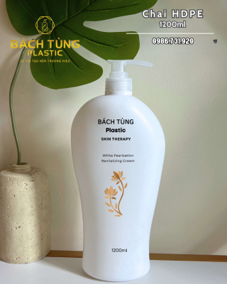 Chai HDPE Dáng Bầu 1200ml – Màu Trắng – Cổ FI33