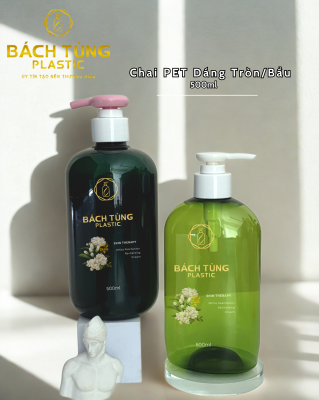  Bộ chai PET dáng tròn/dáng bầu 500ml – Màu xanh lá