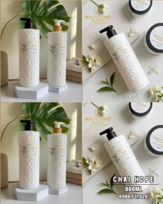 Chai HDPE Dáng Tròn 800ml – Màu Trắng – Cổ FI33