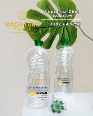 CHAI NHỰA ĐỰNG NƯỚC RỬA CHÉN – NẮP NHỎ GIỌT XANH – DUNG TÍCH 400ML & 800ML
