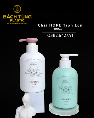 CHAI HDPE DÁNG TRÒN LÙN MÀU TRẮNG/XANH NGỌC – FI28 KẾT HỢP NẮP NHẤN TRÒN ĐẦU NHỎ HỒNG & TRẮNG