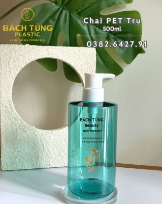 CHAI PET DÁNG TRỤ MÀU XANH DƯƠNG