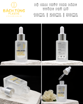 BỘ CHAI THỦY TINH DÁNG VUÔNG PHỦ MỜ – 10ML | 20ML | 30ML