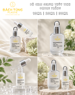 BỘ CHAI SERUM THỦY TINH OMBRE TRẮNG – 10ML | 30ML