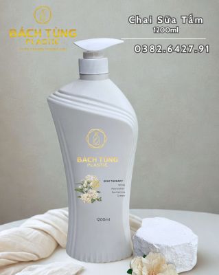 Chai HDPE 1200ml – Dáng bầu cao, màu trắng sứ
