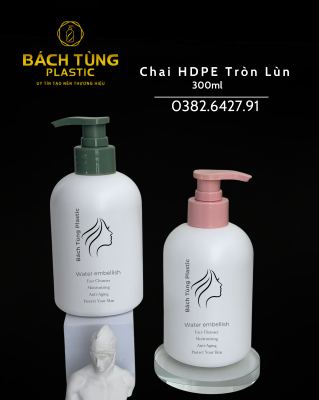 CHAI HDPE DÁNG TRÒN LÙN MÀU TRẮNG SỮA – FI28 KẾT HỢP NẮP NHẤN XANH LÁ/HỒNG PHẤN
