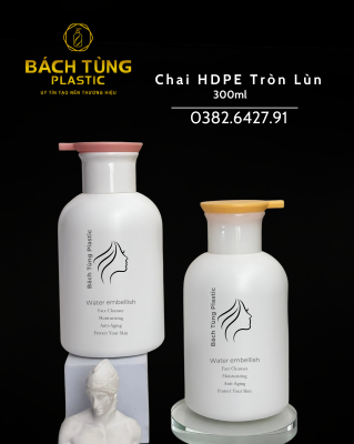 CHAI HDPE DÁNG TRÒN LÙN MÀU TRẮNG SỮA – FI28 KẾT HỢP NẮP NHẤN ĐẦU TO NHIỀU MÀU