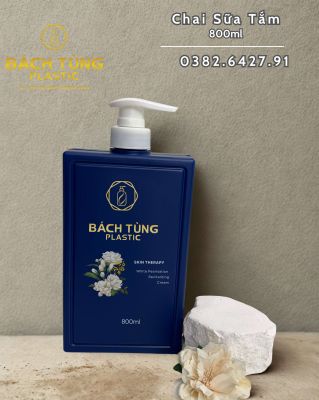 CHAI NHỰA VUÔNG 800ML MÀU XANH DƯƠNG ĐẬM