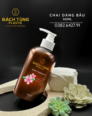 Chai PET - Dáng Bầu - 350ml - Màu Nâu Hổ Phách