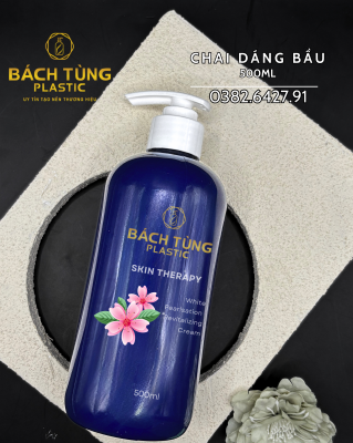 Chai PET - Dáng Bầu - 500ml - Màu Xanh Dương Đậm