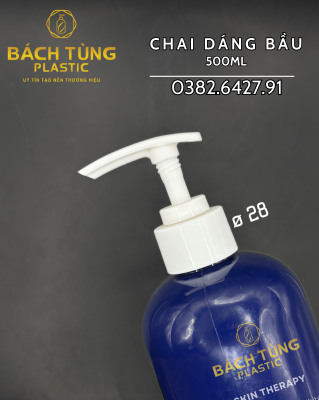 Chai PET - Dáng Bầu - 500ml - Màu Xanh Dương Đậm