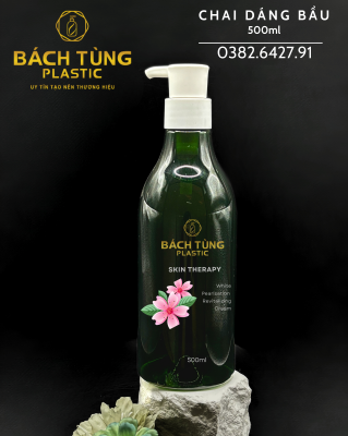 Chai PET 500ml Dáng Đáy Bầu Cổ Cao - Màu Xanh Lá Đậm