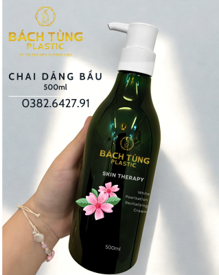 Chai PET 500ml Dáng Đáy Bầu Cổ Cao - Màu Xanh Lá Đậm