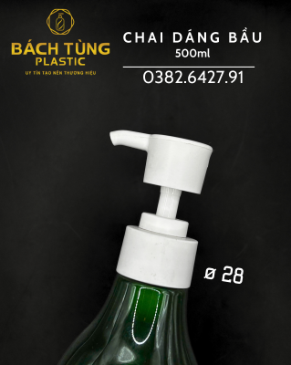 Chai PET 500ml Dáng Đáy Bầu Cổ Cao - Màu Xanh Lá Đậm