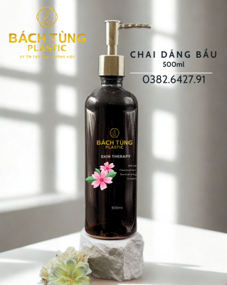 Chai PET Dáng Tròn Dài - Màu Nâu Hổ Phách