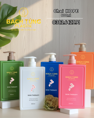 CHAI NHỰA 800ML DÁNG VUÔNG – CHẠY MÀU THEO YÊU CẦU