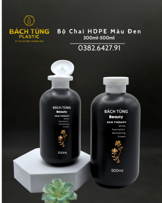 BỘ CHAI HDPE MÀU ĐEN 300ML – 500ML | CỔ FI28