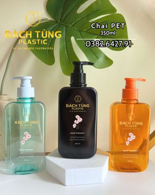 BỘ CHAI PET DÁNG VUÔNG 350ML – XANH, ĐEN, CAM