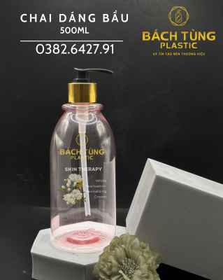 Chai PET Dáng Bầu Cổ Nhỏ - 500ml - Màu Hồng Trong Suốt