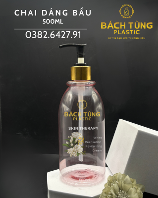 Chai PET Dáng Bầu Cổ Nhỏ - 500ml - Màu Hồng Trong Suốt