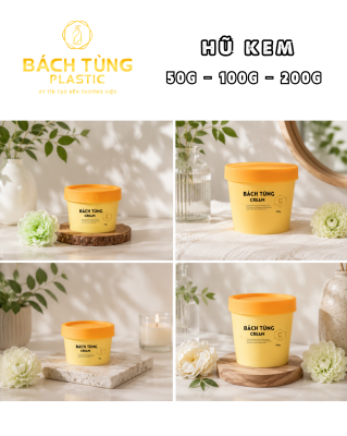 Hũ Nhựa Màu Vàng 50g – 100g – 200g