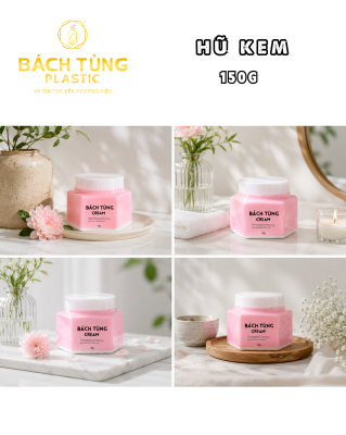 Hũ PET 150g Màu Hồng Lục Giác